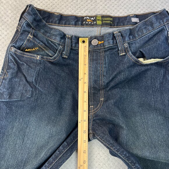 Ariat Rebar M5 Mens Jeans 34x32 Dark Wash Straight Leg Work Denim Stretch Blue - Picture 11 of 13